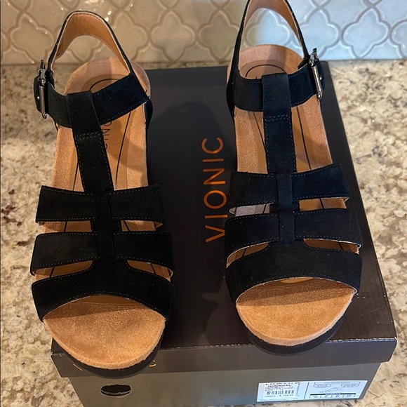Vionic Black Wedge Sandals with Gladiator Straps - Picture 4 of 6